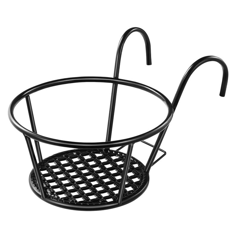 Yardwe Balcony Flower Stand, Iron Railing Planter Holder for Outdoor Plants, Hanging Planters for Fence Garden, 8.66X7.08X6.49Inch (Black) - Image 1